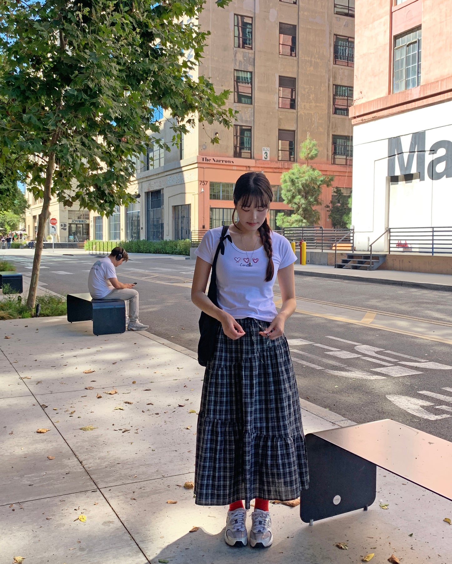 Plaid Tiered Maxi Skirt