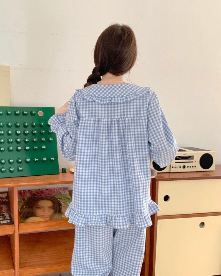 Sweet Gingham Couple Pajamas