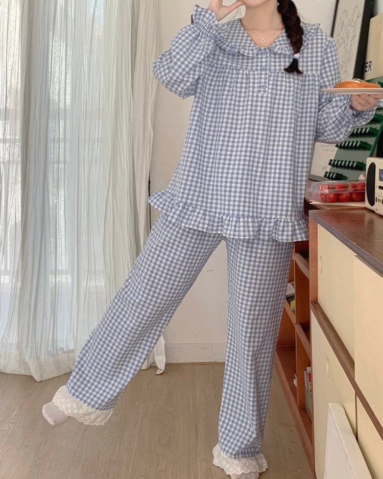 Sweet Gingham Couple Pajamas