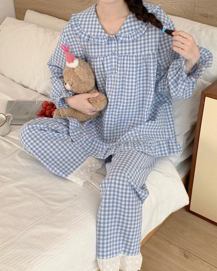 Sweet Gingham Couple Pajamas