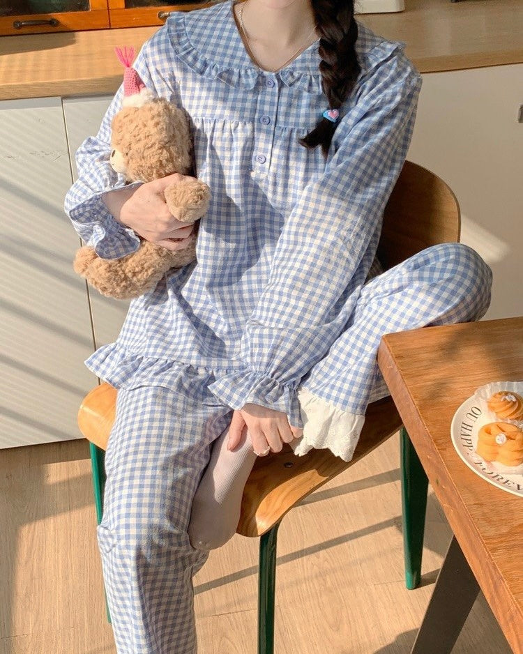 Sweet Gingham Couple Pajamas