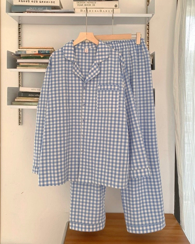 Sweet Gingham Couple Pajamas