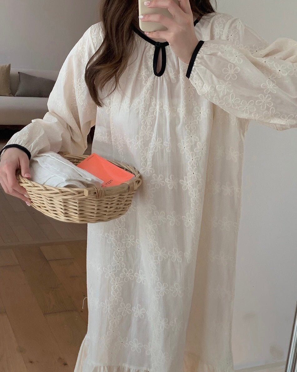 Floral Embroidered Sleep Dress