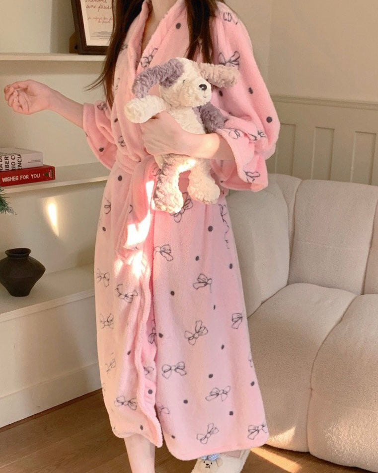 Fluffy Bow Robe + Matching Headband