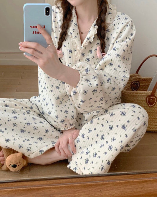 Blueberry Fleur Quilted Pajama Set