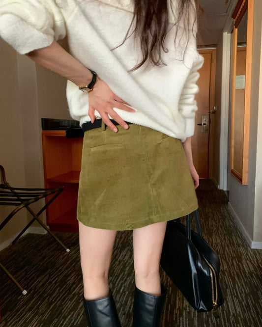 Low Rise Corduroy Mini Skort