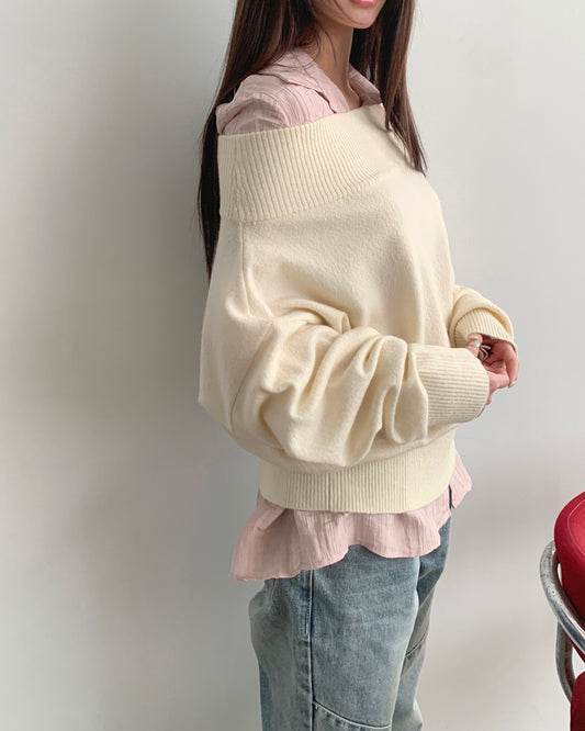 Soft Ribbed Off-Shoulder Knit