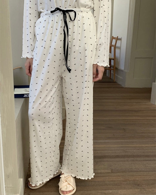 Ditsy Black Bow Pajama Set