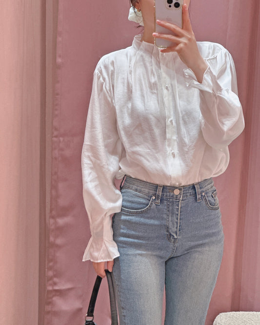 Sheer Organza High Neck Blouse