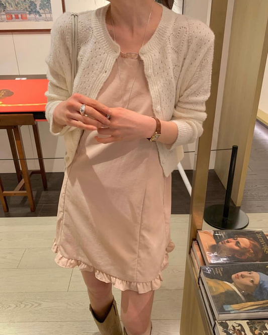 Ruffle Strap Mini Slip Dress