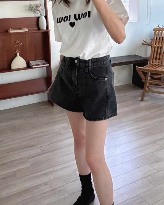Flared Denim Shorts