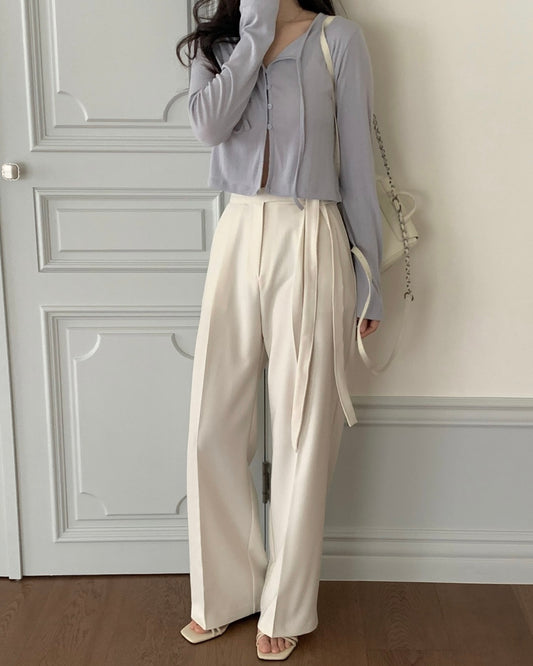 Side Tie Wide Leg Pants