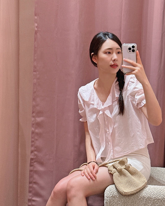 Ruffle Collar Tie Blouse