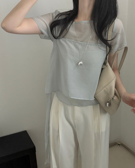 Sheer Layered Bustier Blouse