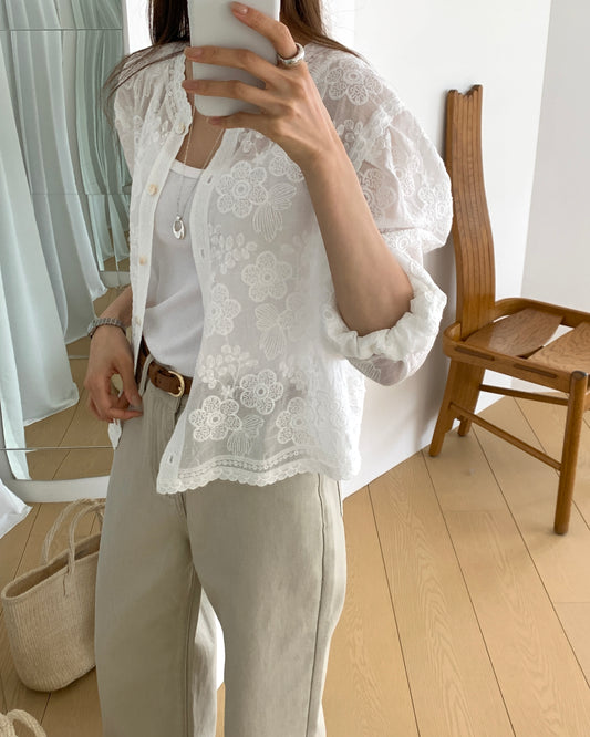 Floral Embroidered Lace Cardigan
