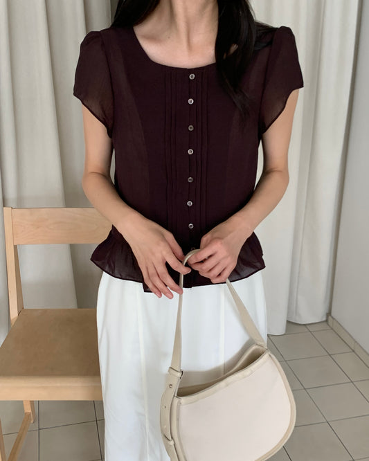 Pintuck Peplum Blouse