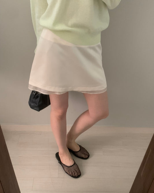 Cream Floaty Mini Skirt