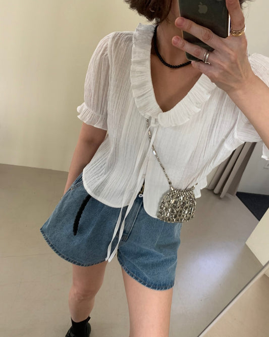 Crinkle Ruffle Blouse