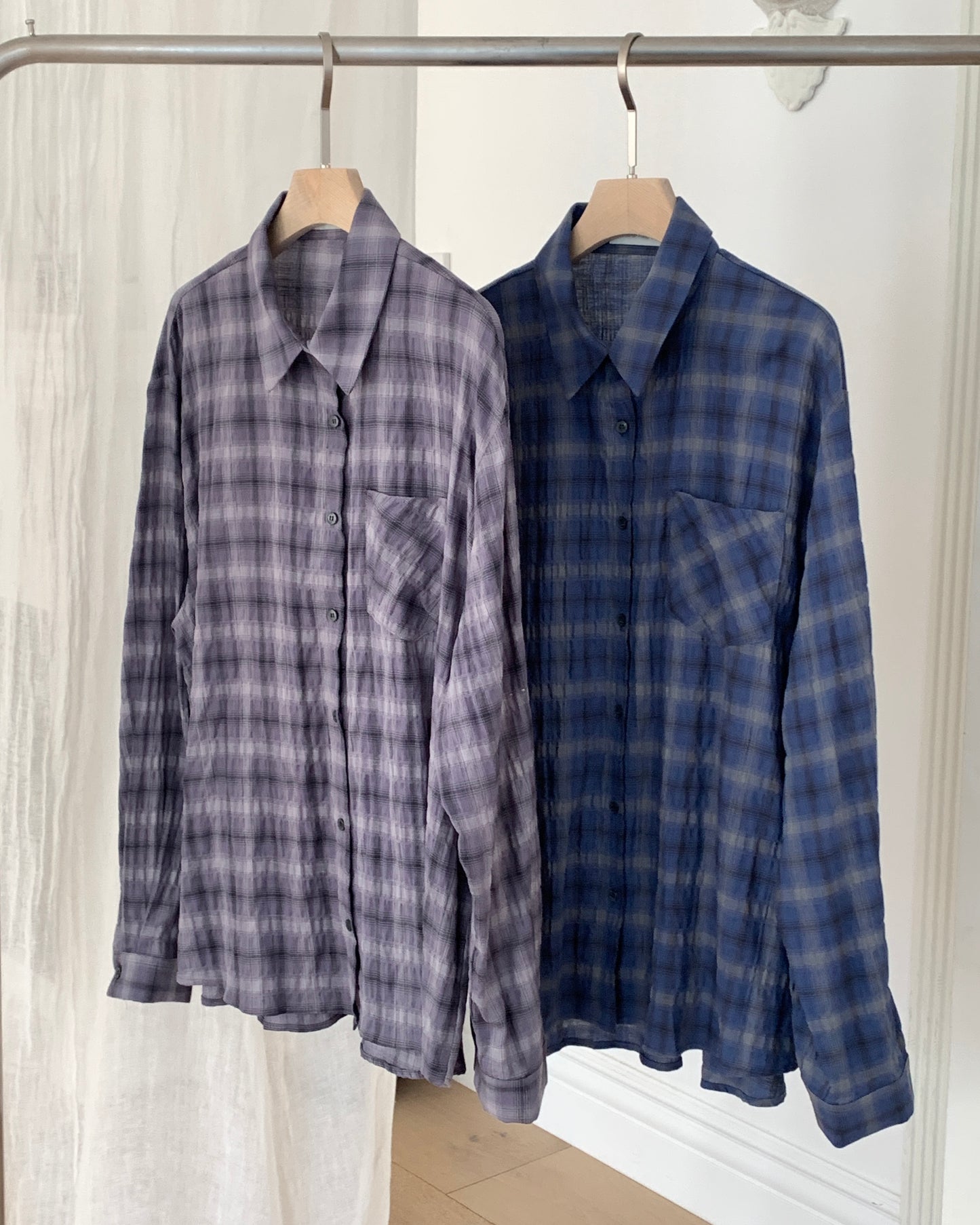 Crinkle Plaid Shirt