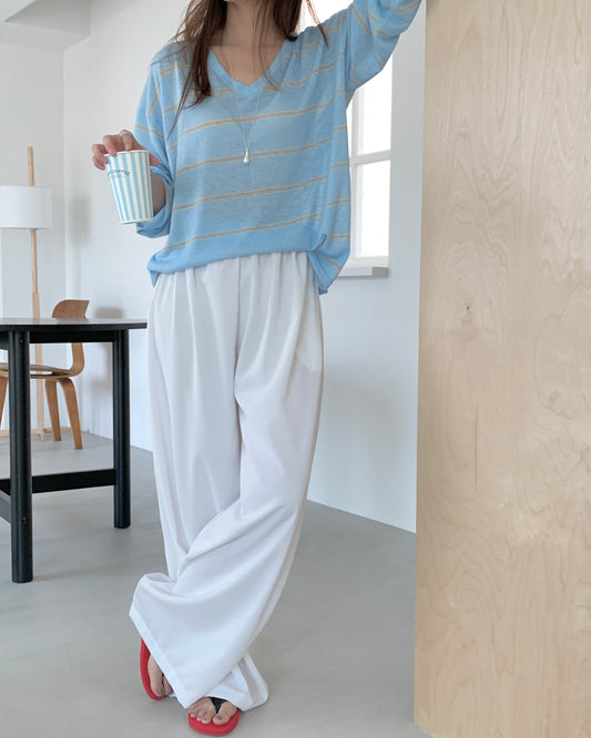 Easy Stripe Oversized V-Top