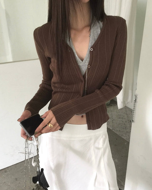 Fine Rib Cardigan