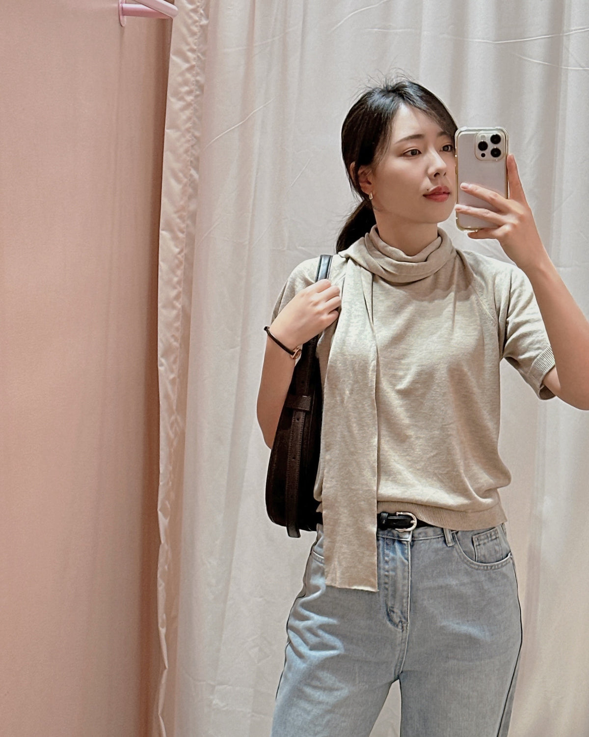 Scarf Mock Neck Knit