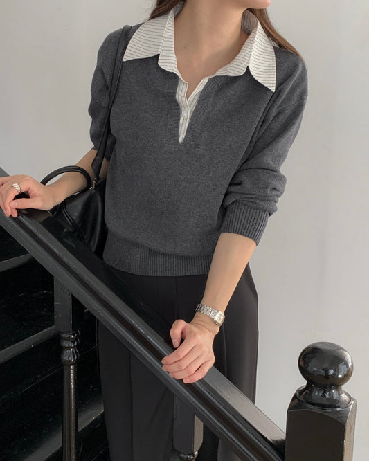 Shirt Collar Wool Knit