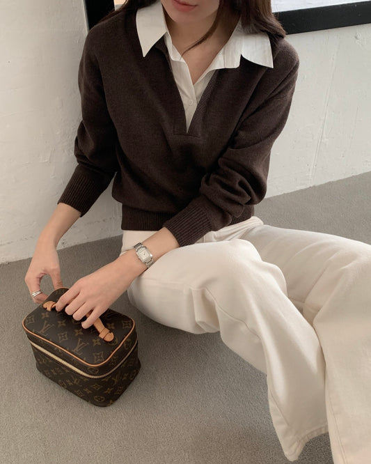 Shirt Collar Wool Knit