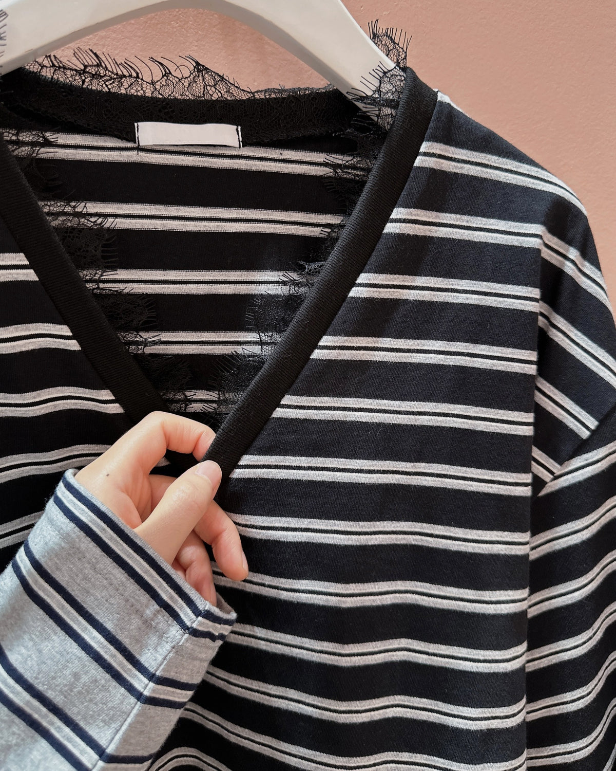 Lace Trim Stripe Top