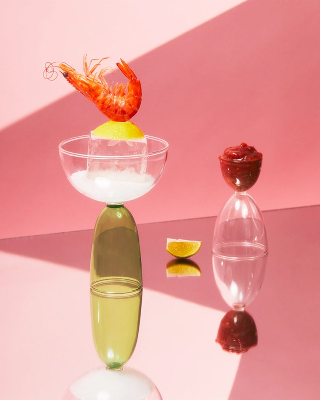Mamo Coupe Glass - Clear + Green