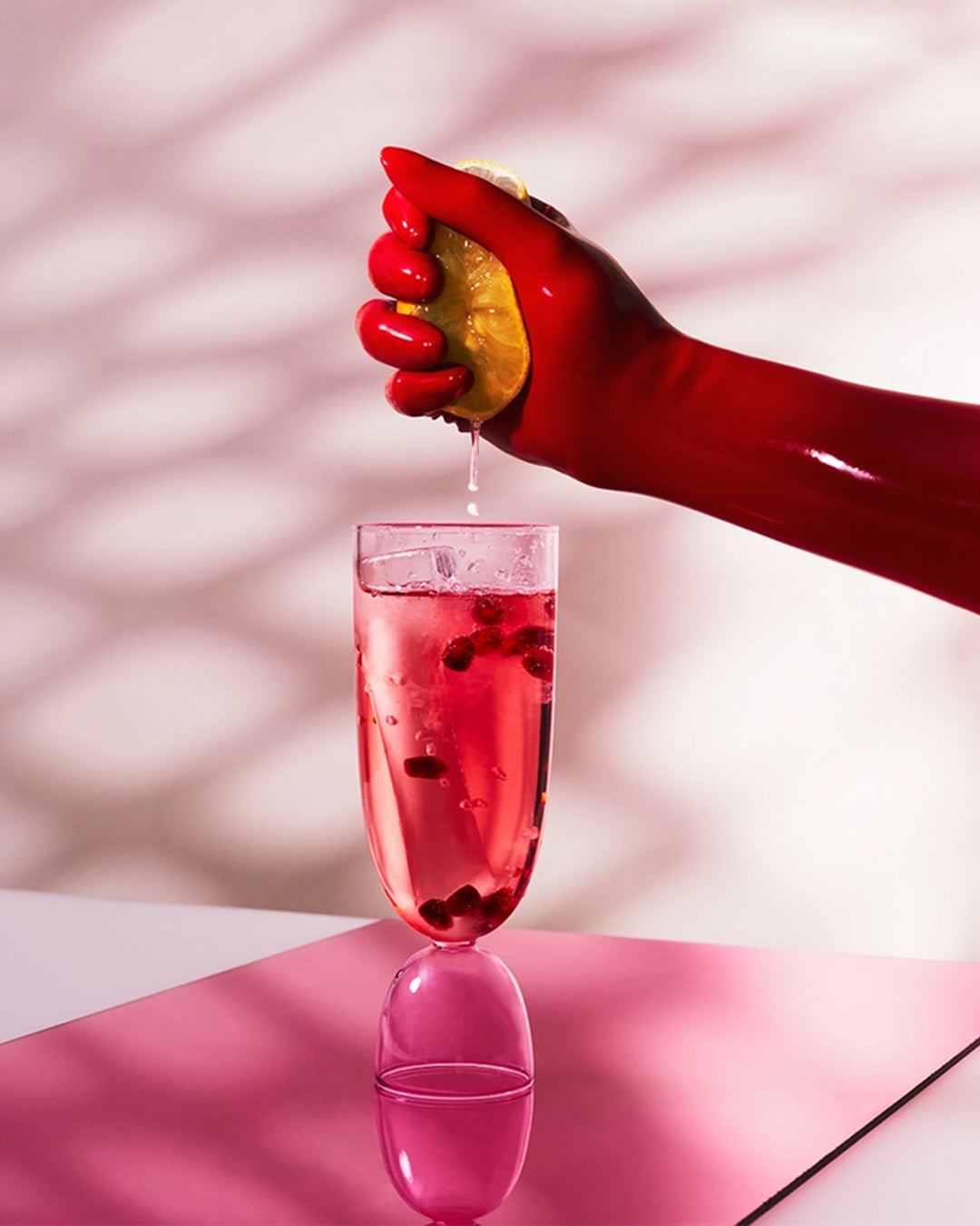 Mamo Hi-Ball Glass - Clear + Pink