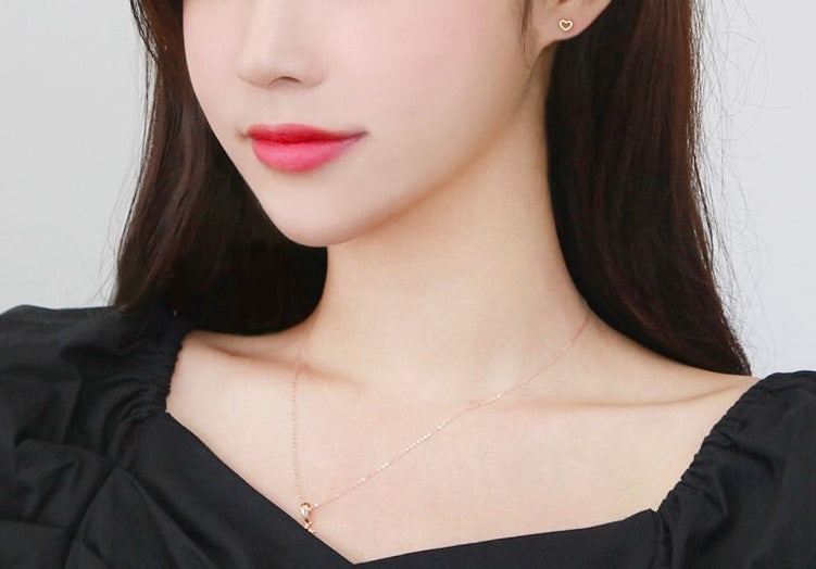 14K Gold Pin Mini Heart Stud Earring