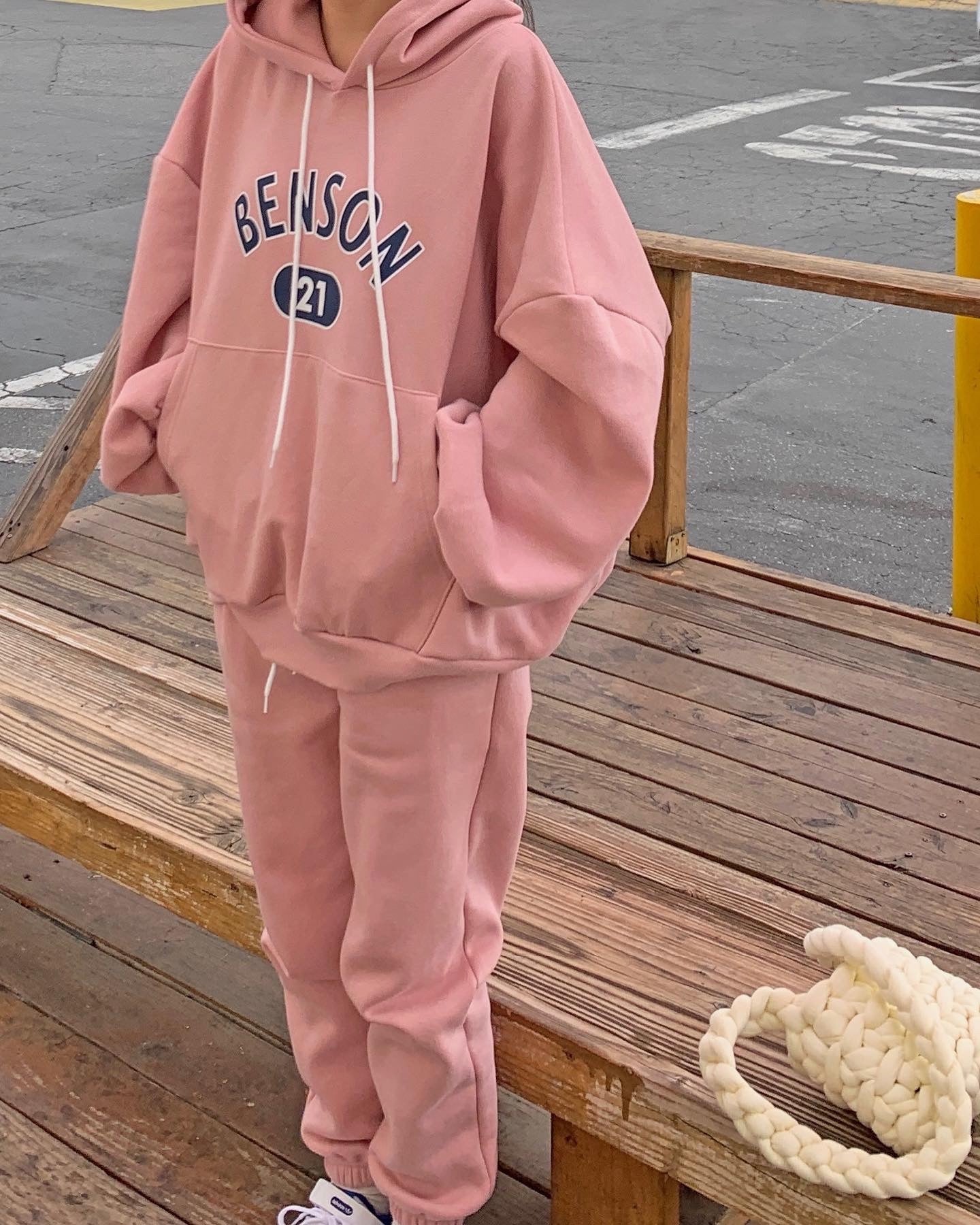 Elsis Fleece Lined Benson Hoodie Set One Size / Pink