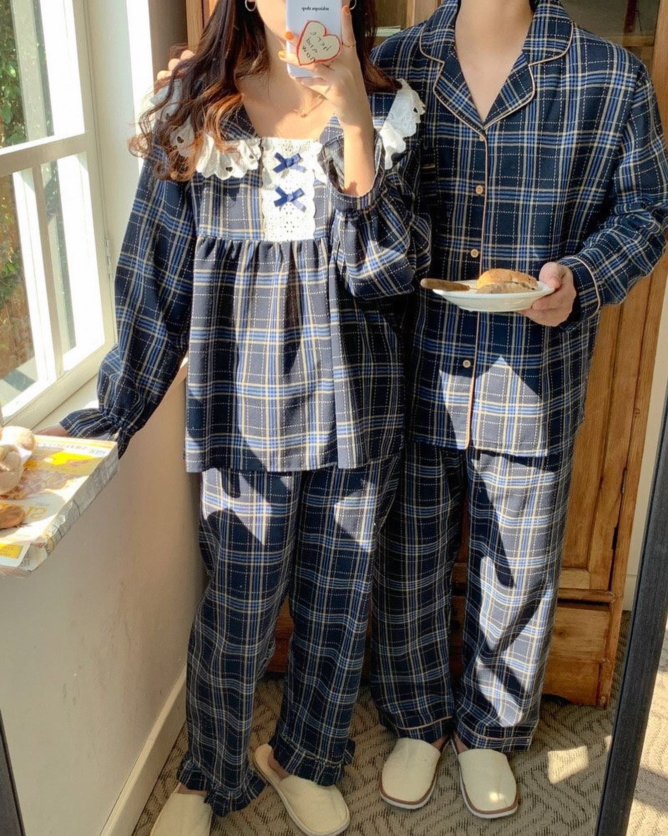 Plaid Couple Pajama Set – Elsis