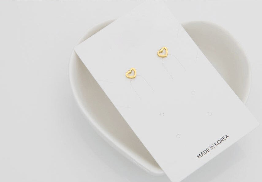 14K Gold Pin Mini Heart Stud Earring