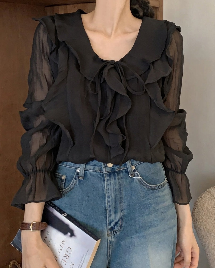 Sheer Ruffle Blouse