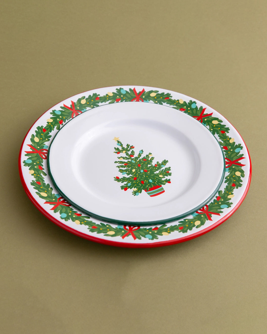 Helmsie X Cch Christmas Tree Enamelware Flat Salad Plate