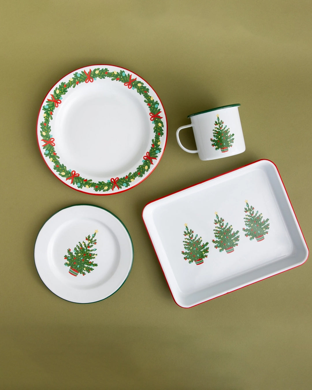 Helmsie X Cch Christmas Tree Enamelware Flat Salad Plate