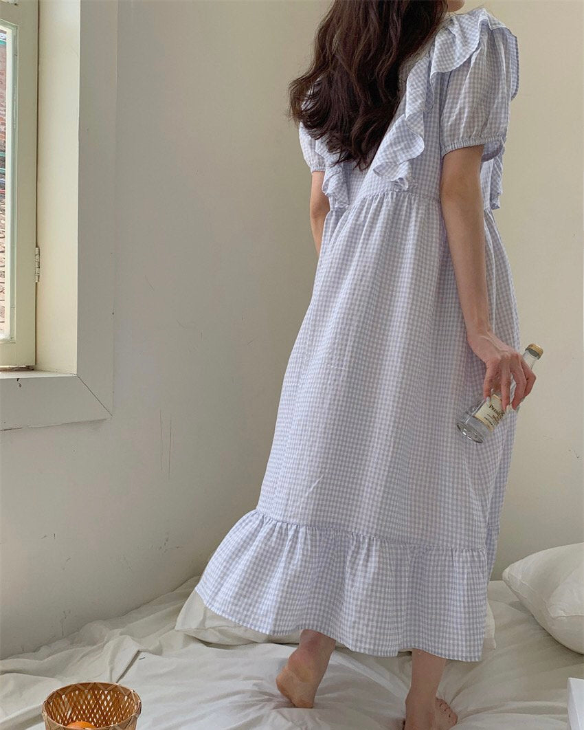 Lace Checkerboard Pajama Dress