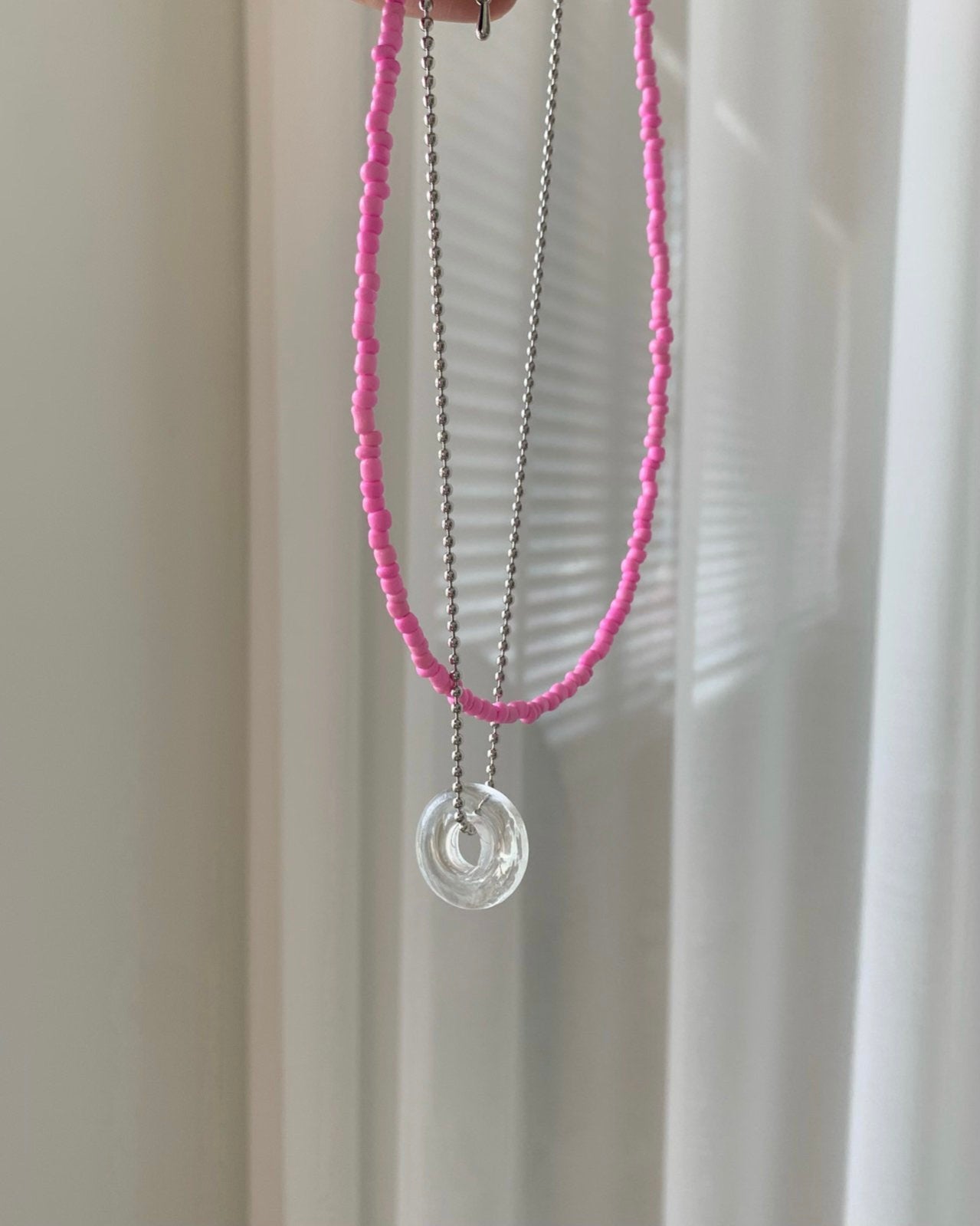 Hot Pink Beads Necklace