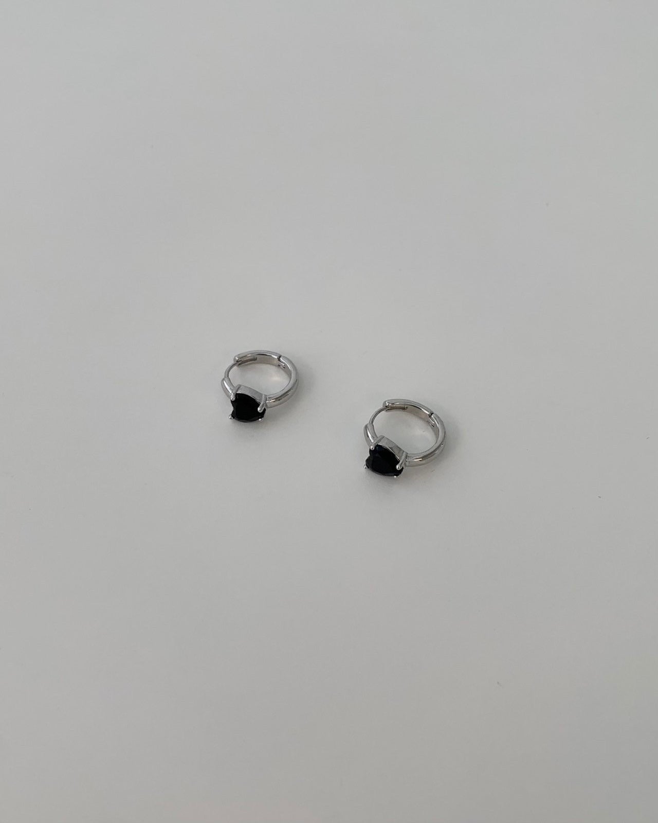 Black Heart Huggie Earring