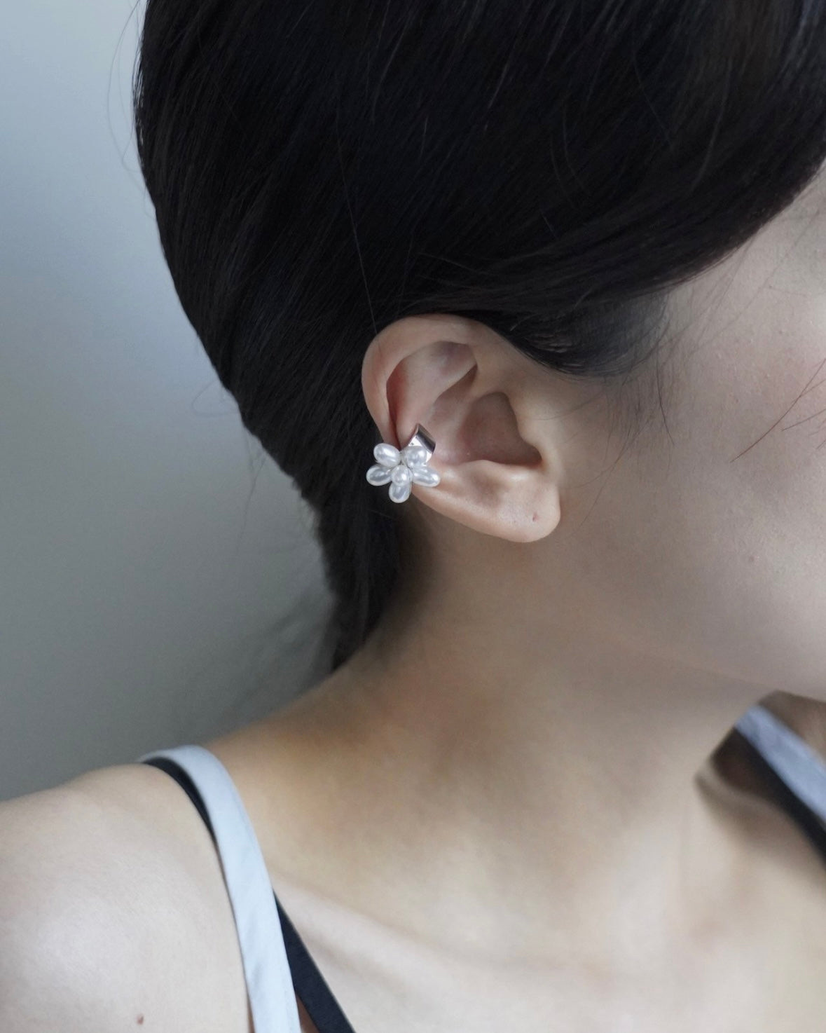 Pearl Flower Ear Cuff