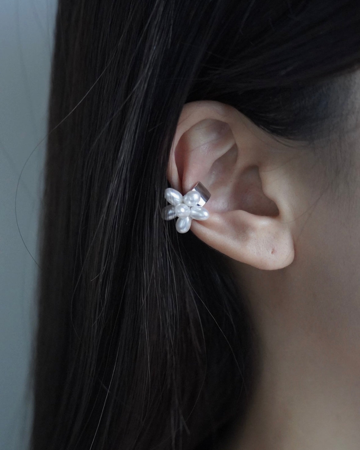 Pearl Flower Ear Cuff