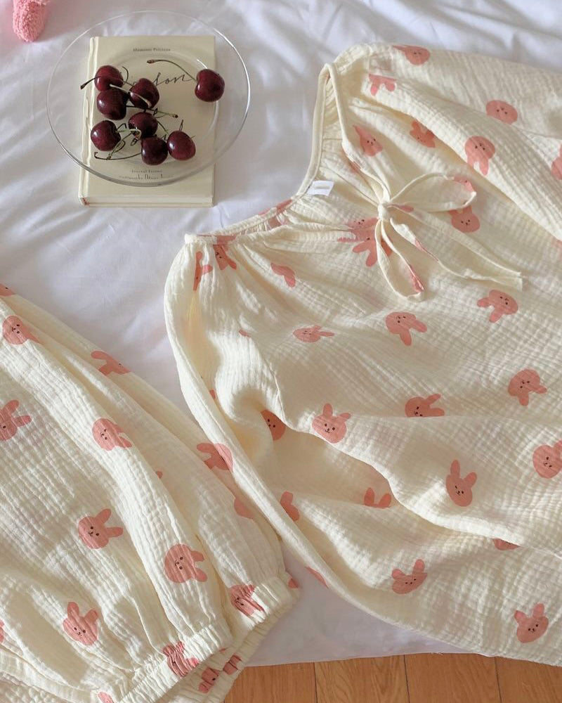Pink Rabbit Pajama Set / Dress