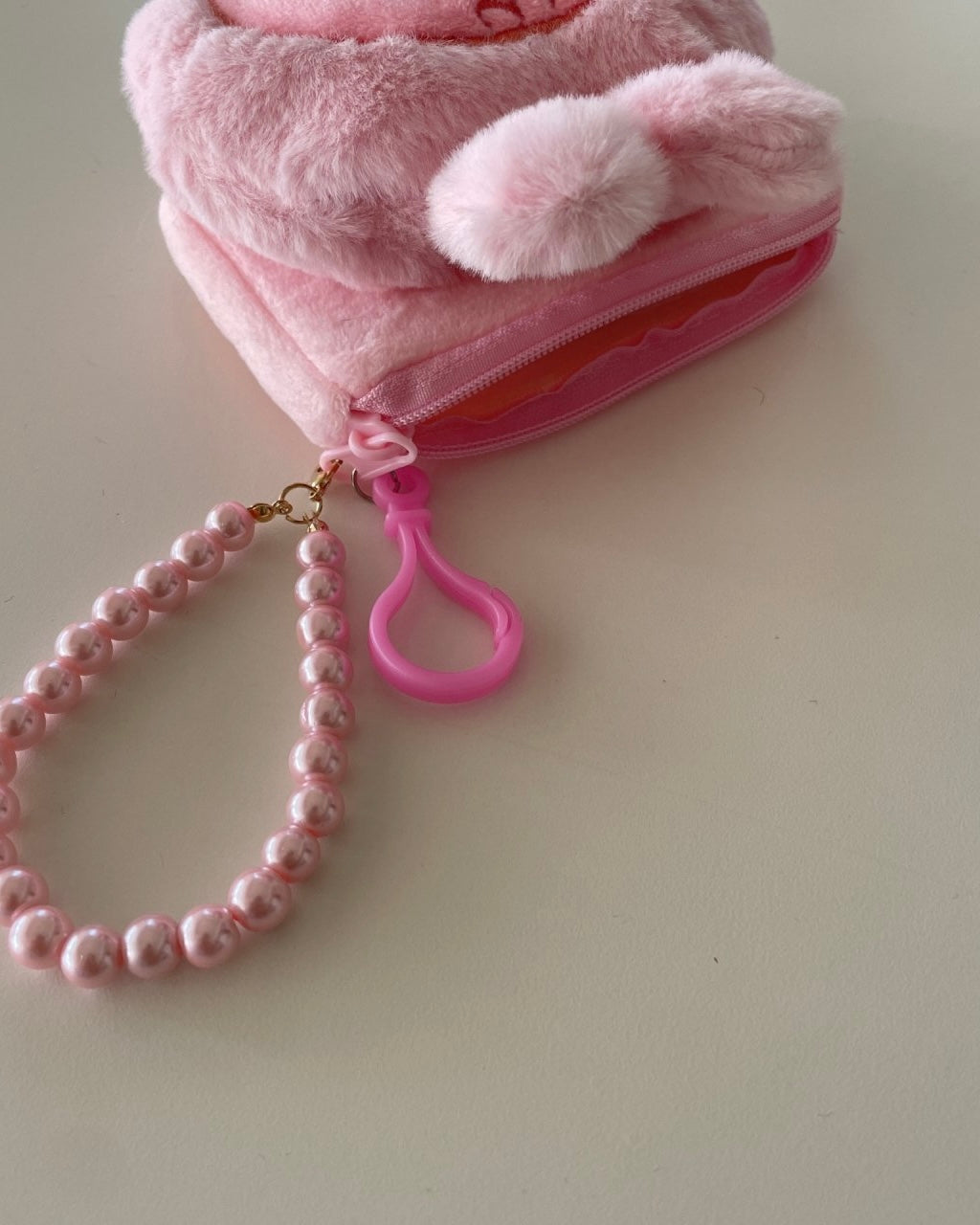 Pink Rabbit Pouch Keychain