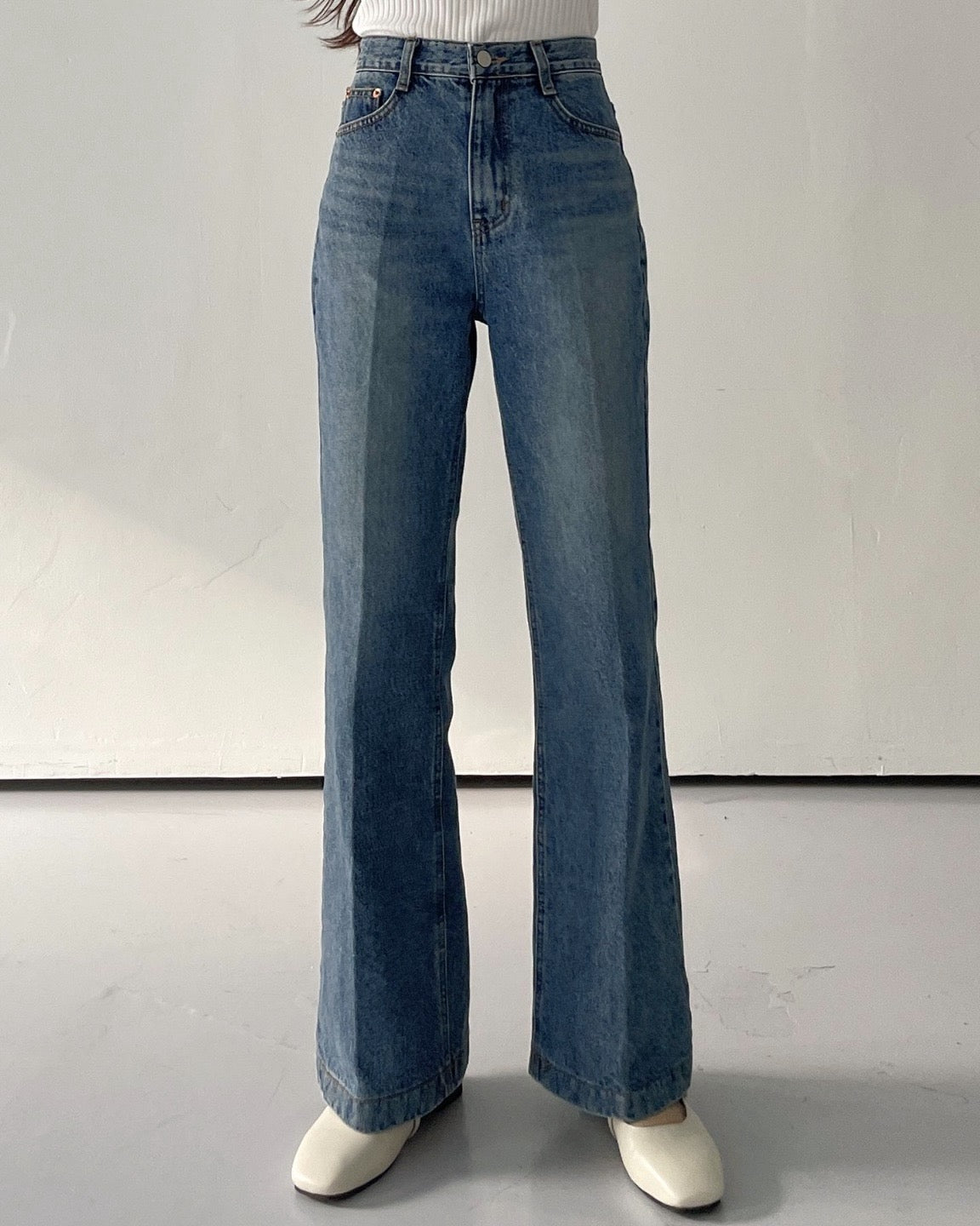 Boot Cut Washed Jeans