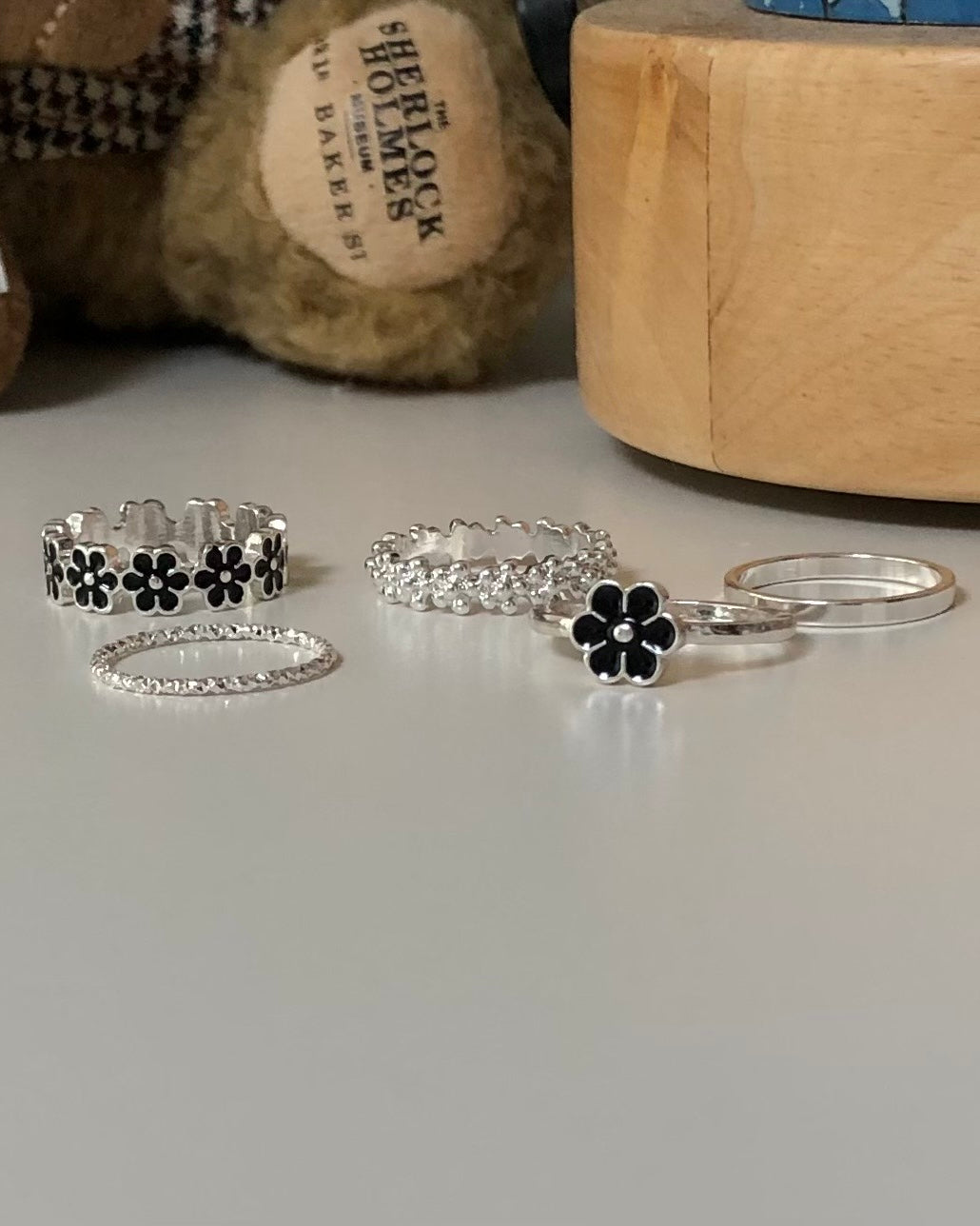 5 Pieces Flower Ring Set