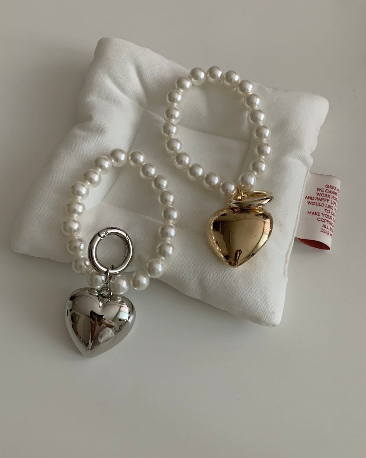Bold Pearl & Heart Keychain