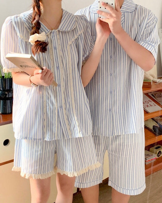 Striped Couple Pajama Set