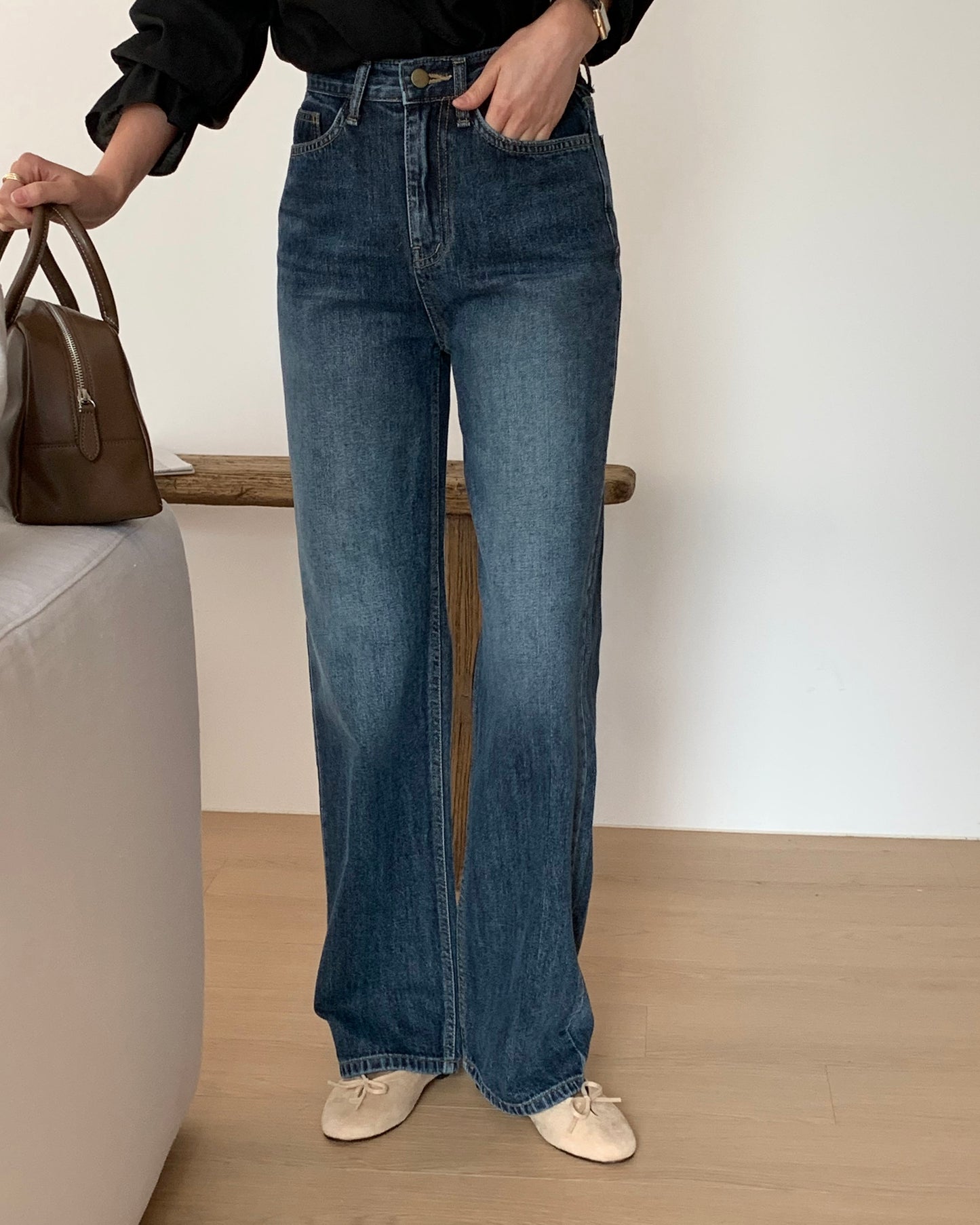 Brushed Straight Leg Jeans